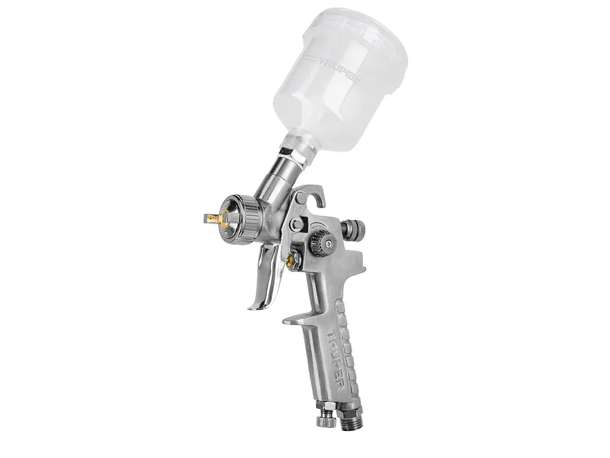 Pistola p/retoque gravedad Truper 11097, HVLP, vaso plástico, boquilla 1.0mm  - Foto 1 | aztools.co