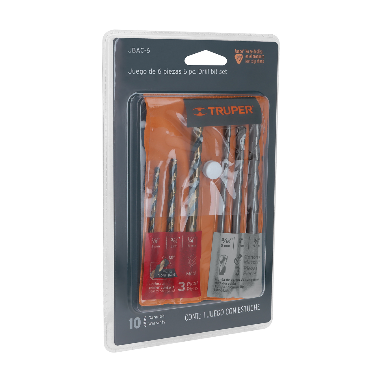 Juego de brocas para metal y concreto, 6 piezas TRUPER 11336