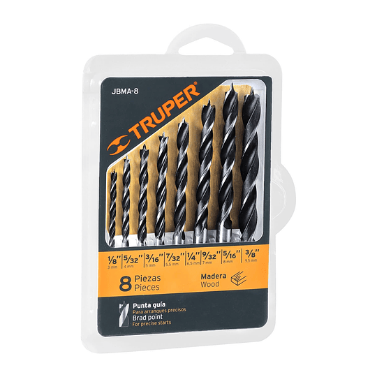 Juego de brocas para madera, 8 piezas TRUPER 11338