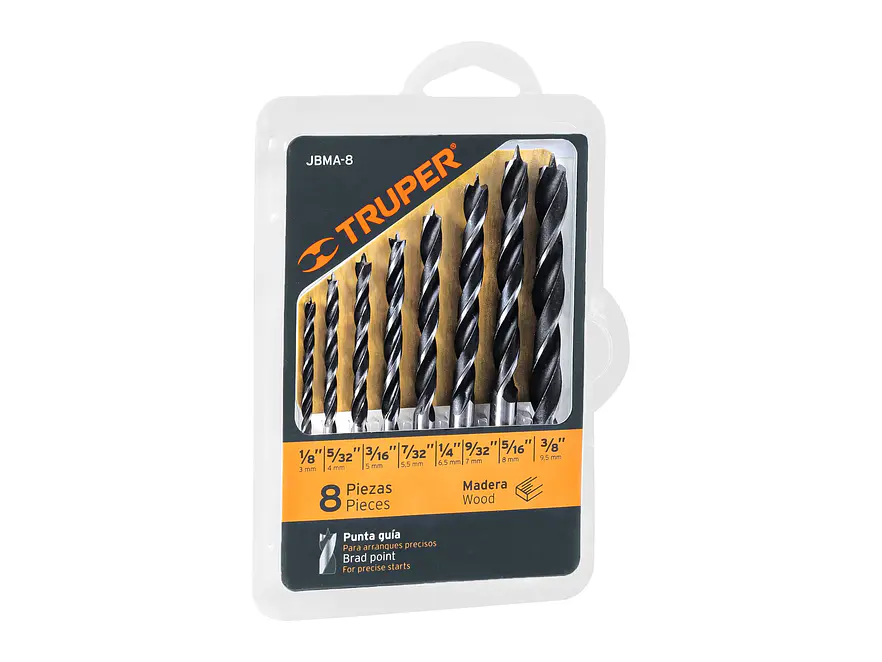 Juego de brocas para madera Truper 11338, 8 piezas  - Envío a todo Colombia | aztools.co