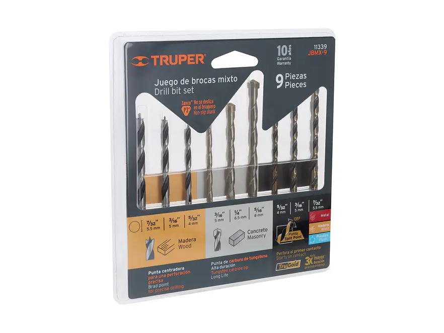 Juego de brocas mixto Truper 11339, 9 piezas  - Foto 1 | aztools.co