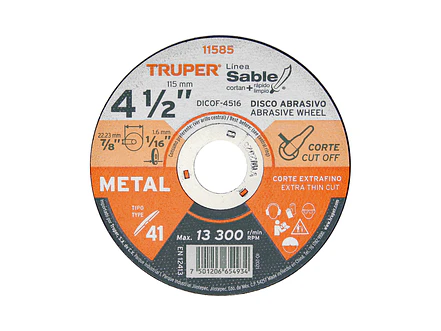 Disco Tipo 41, corte extrafino de metal, Línea Sable 4-1/2