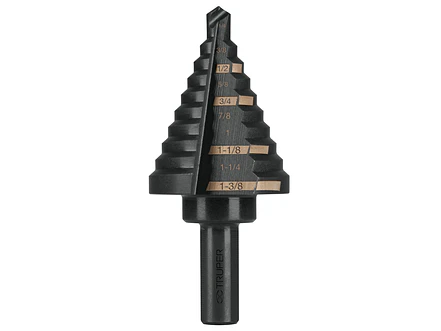 Broca escalonada óxido negro 10 escalones 1/4' a 1-3/8? TRUPER 12126 - Envío a todo Colombia | aztools.co