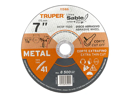 Disco Tipo 41, corte extrafino de metal Línea Sable 7