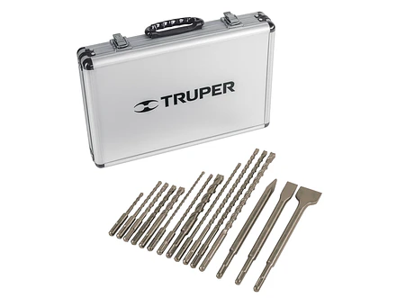 Juego de brocas y cinceles para demoledor Truper 11897, rotomartillo SDS plus 15 piezas JSDS-15,  - Foto 1 | aztools.co