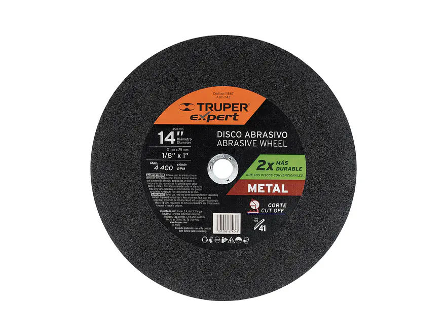 Disco para corte de metal, Tipo 41, diámetro 14