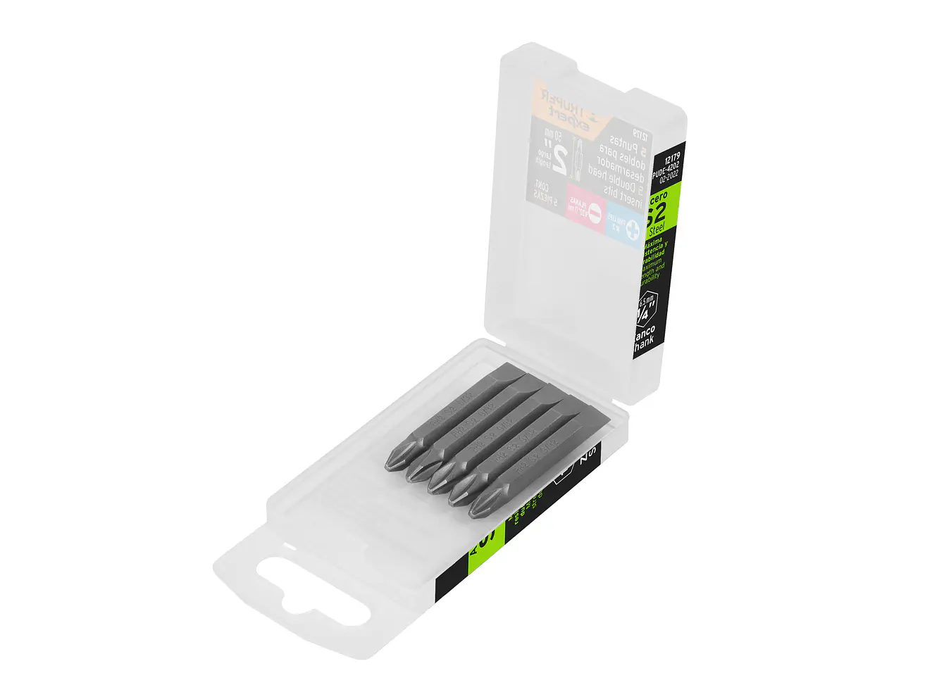Puntas dobles Phillips #2,plana 9/32, 2', estuche 5 piezas