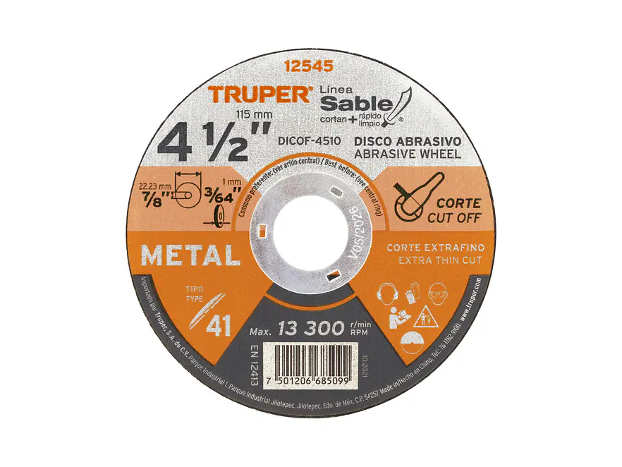 Disco Tipo 41, corte extrafino de metal, Línea Sable 4-1/2