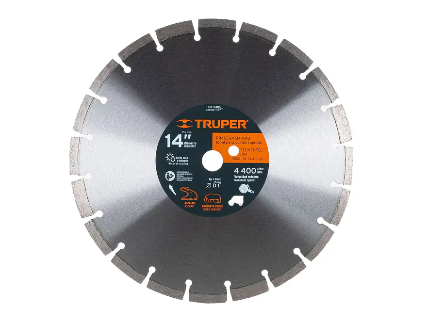 Disco de diamante, 14' para asfalto Truper 12547 - Foto 1 | aztools.co