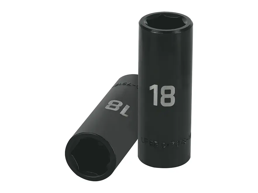 Dado de impacto, largo, 6 puntas, cuadro 1/2' de 18mm