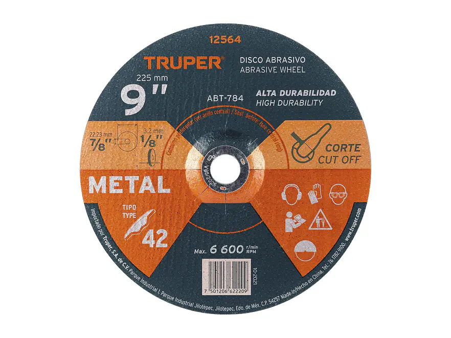 Disco para corte de metal, tipo 27, diámetro 9' TRUPER 12564 - Envío a todo Colombia | aztools.co