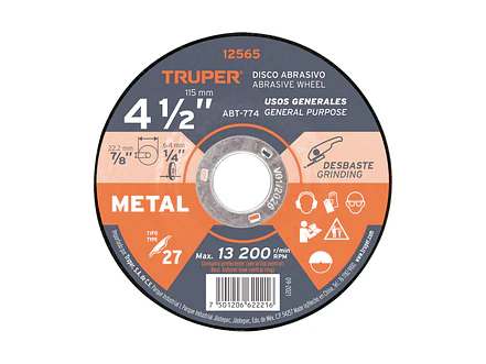Disco para desbaste de metal, Tipo 27, diámetro 4-1/2