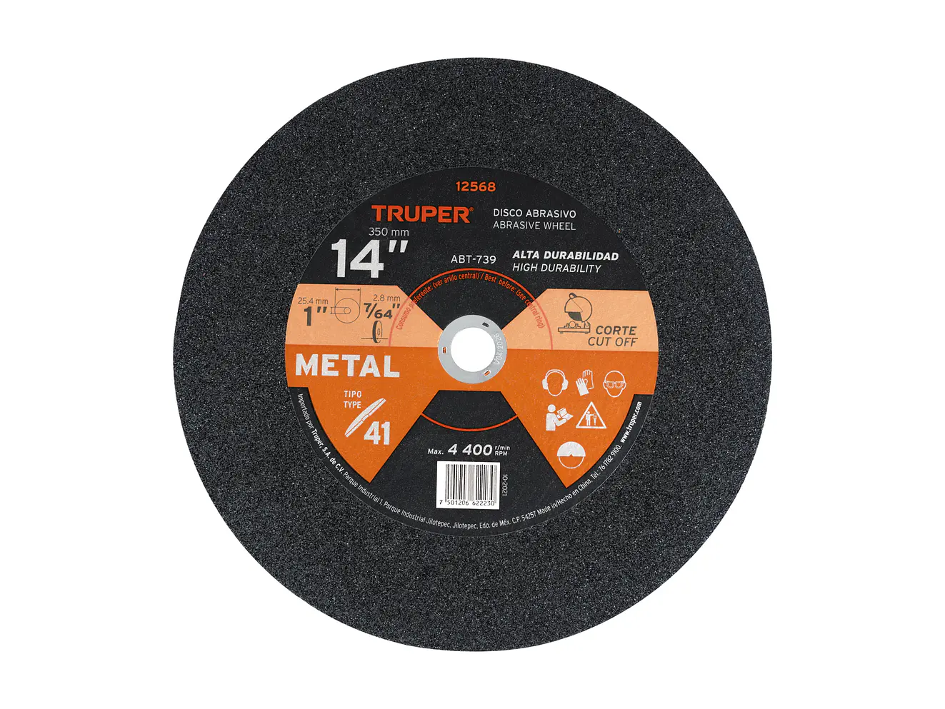 Disco para corte de metal, tipo 1, diámetro 14' TRUPER 12568 - Envío a todo Colombia | aztools.co
