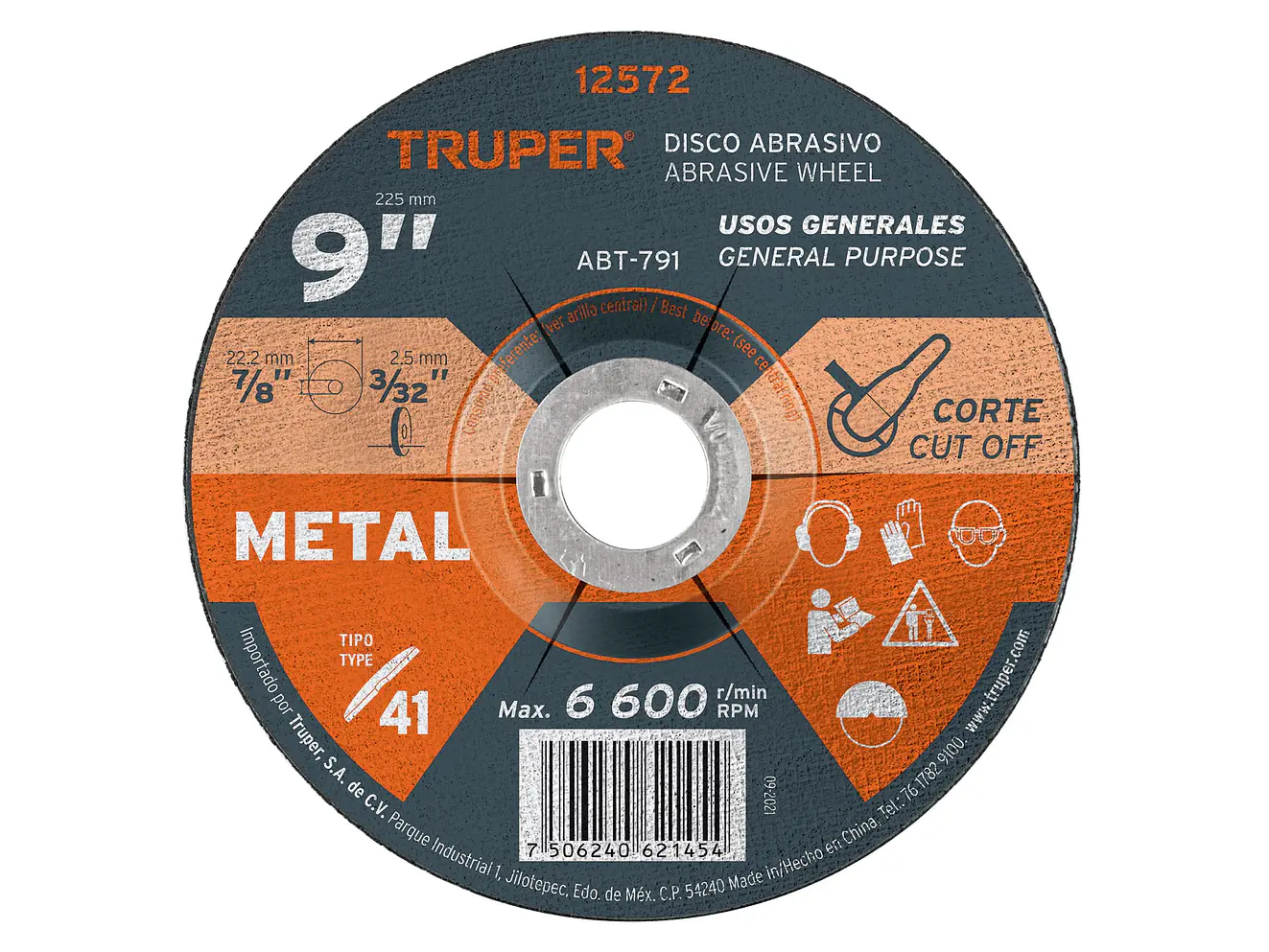 Disco para corte de metal, Tipo 41, 9