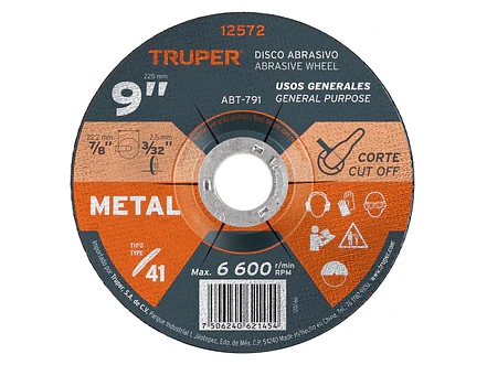 Disco para corte de metal, Tipo 41, 9