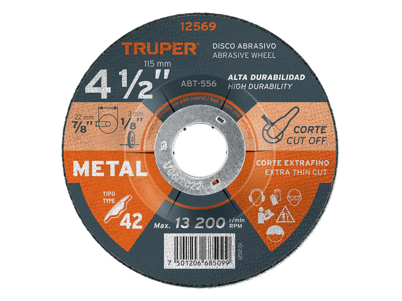 Disco para corte de metal, tipo 27, diámetro 4-1/2' TRUPER 12569 - Envío a todo Colombia | aztools.co