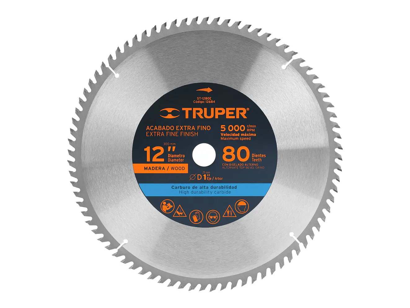 Disco sierra p/madera 12', 80 dientes, centro 1