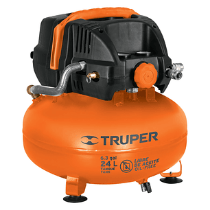 Compresor De Aire 24 Lts Libre Aceite Truper Comp-24s Color Naranja