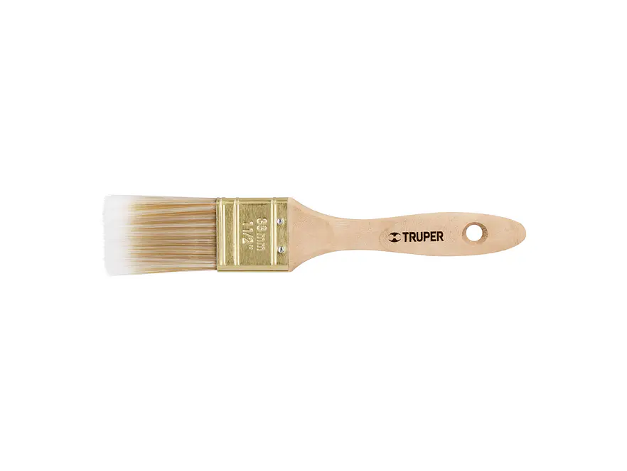 Brocha cerdas sintéticas,mango de madera, corte recto, 1-1/2
