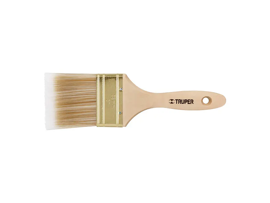 Brocha cerdas sintéticas,mango de madera, corte recto, 3'
