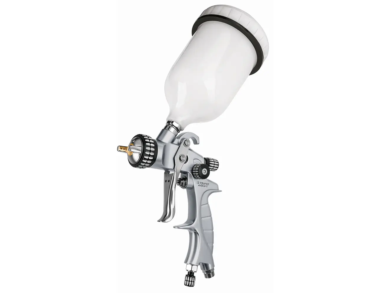 Pistola para pintar gravedad HVLP vaso plástico, 1.4 mm TRUPER / Aerógrafo con boquilla de 1.4 mm y vaso de plástico - Foto 1 | aztools.co