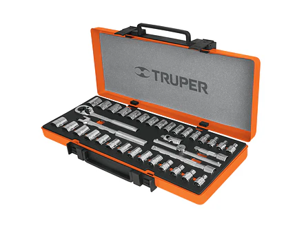Juego de copas milimetricos y pulgadas Truper 13955, mando 3/8