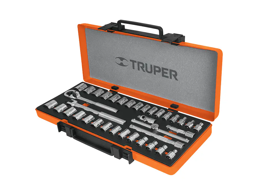 Juego de copas milimetricos y pulgadas Truper 13955, mando 3/8