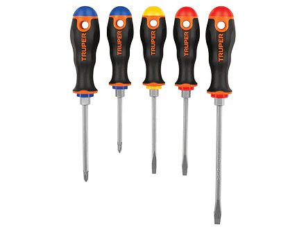 Juego de 5 destornilladores Truper 14138, mangos Comfort Grip  - Foto 1 | aztools.co