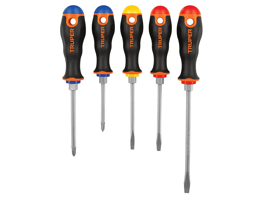 Juego de 5 destornilladores Truper 14138, mangos Comfort Grip  - Foto 1 | aztools.co