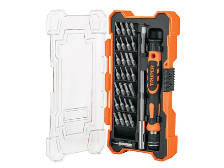 Destornillador joyero de precisión con 30 puntas y extensión Truper 14162 - Foto 2 | aztools.co