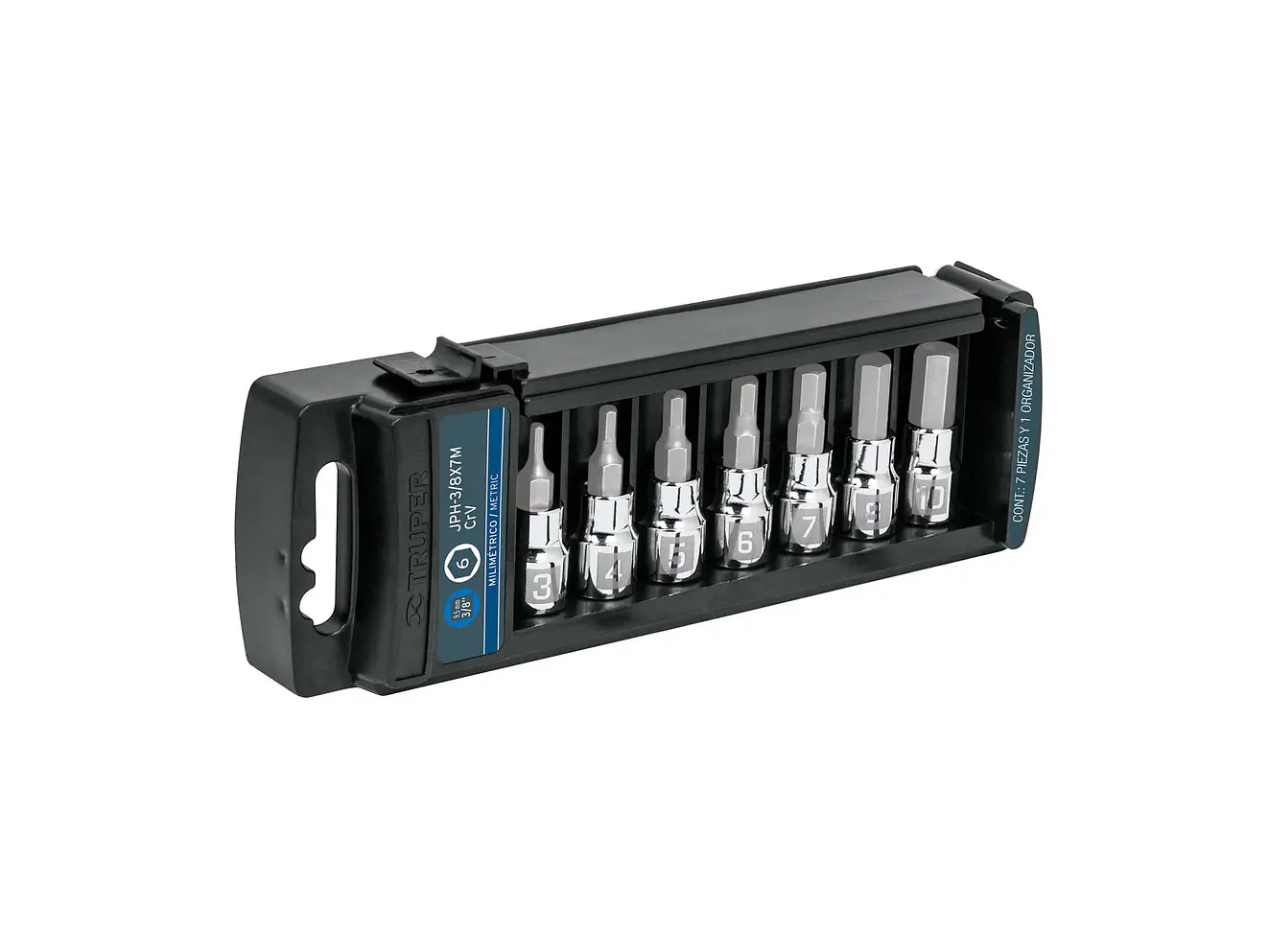 Juego de copas, punta hexagonal Truper 14170, mando 3/8