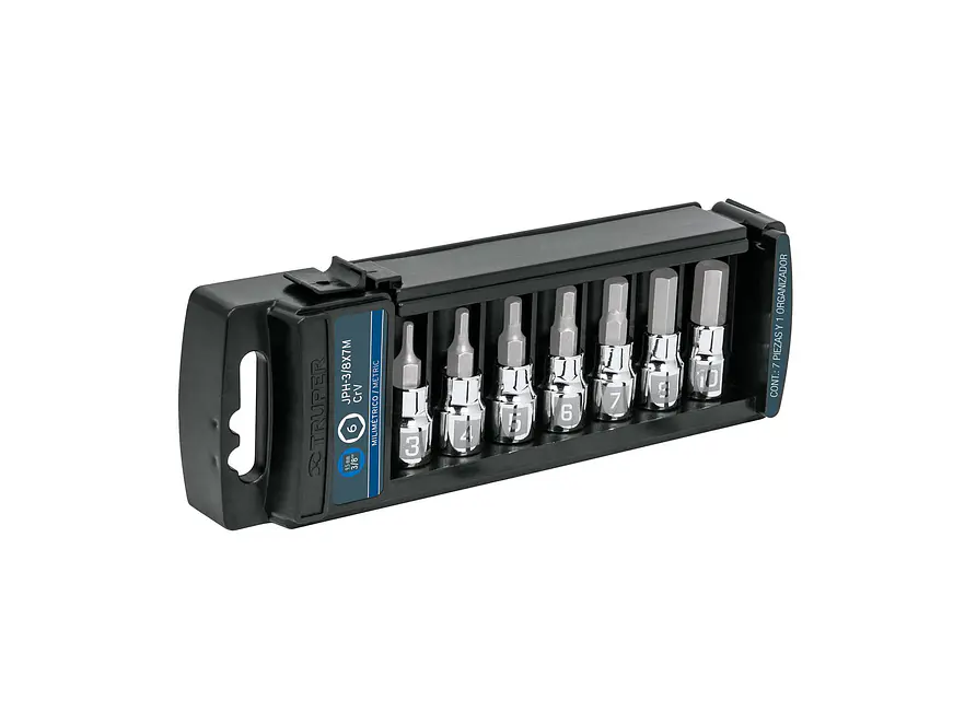Juego de copas, punta hexagonal Truper 14170, mando 3/8