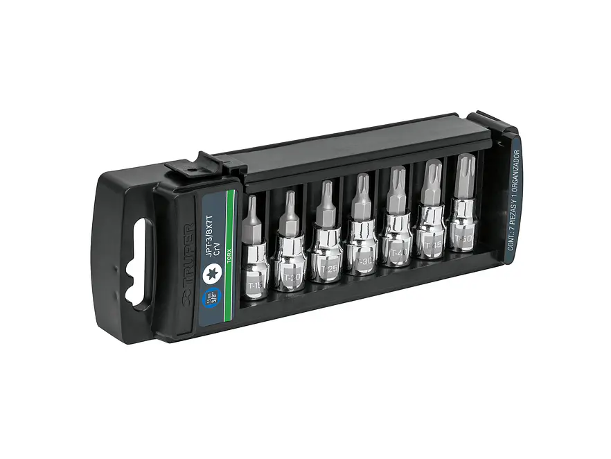 Juego de copas, punta torx Truper 14171, mando 3/8