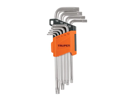 Juego de 9 llaves torx largas Truper 13647, organizador abatible  - Foto 1 | aztools.co