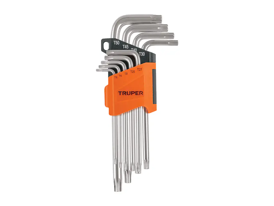 Juego de 9 llaves torx largas Truper 13647, organizador abatible  - Foto 1 | aztools.co