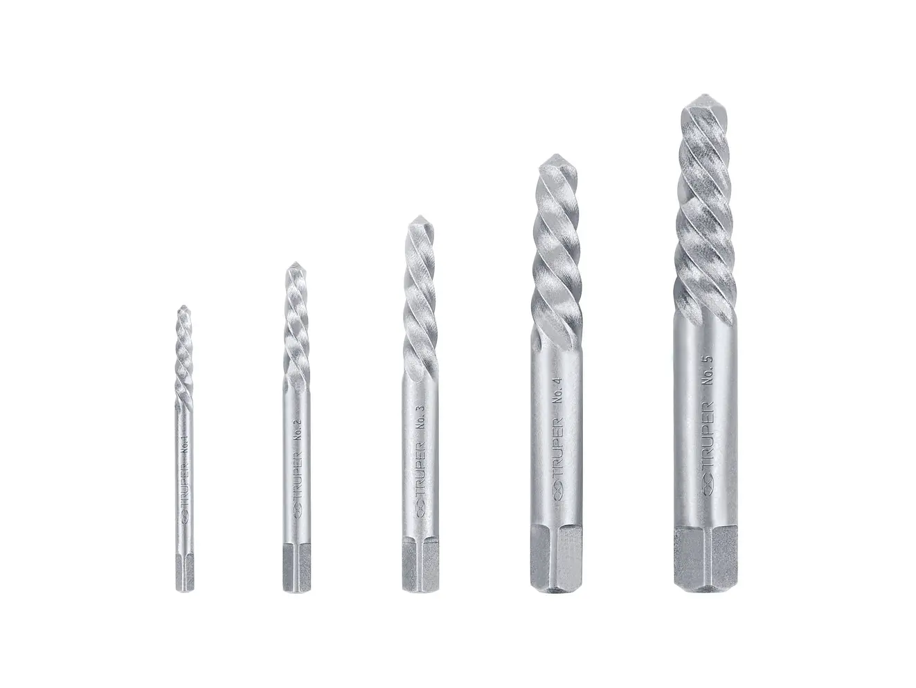 Juego extractores de tornillos, 5 piezas TRUPER 14512 - Envío a todo Colombia | aztools.co