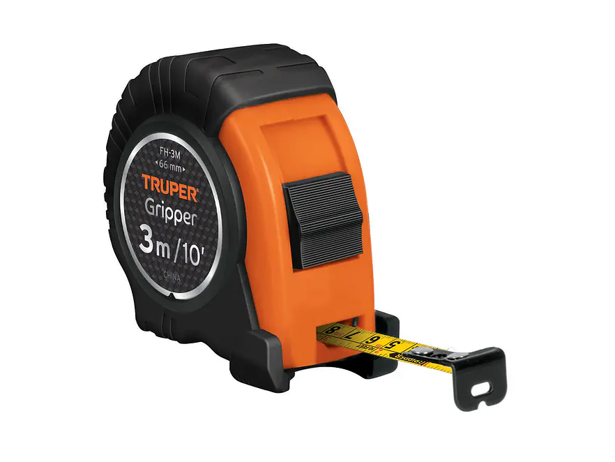 Flexómetro Gripper, resiste impactos, 3 m, cinta 1/2