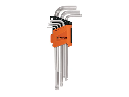 Juego de 7 llaves bristol extralargas métricas con organizador Truper 15548 - Foto 1 | aztools.co