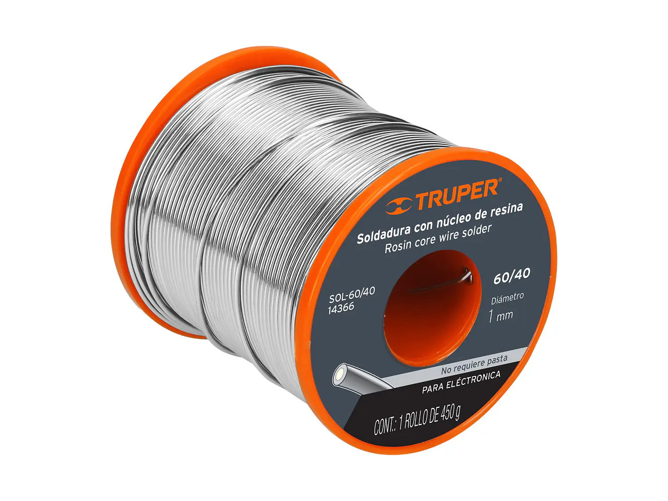 Soldadura núcleo de resina 60/40 para electrónica Truper 14366 - Foto 1 | aztools.co