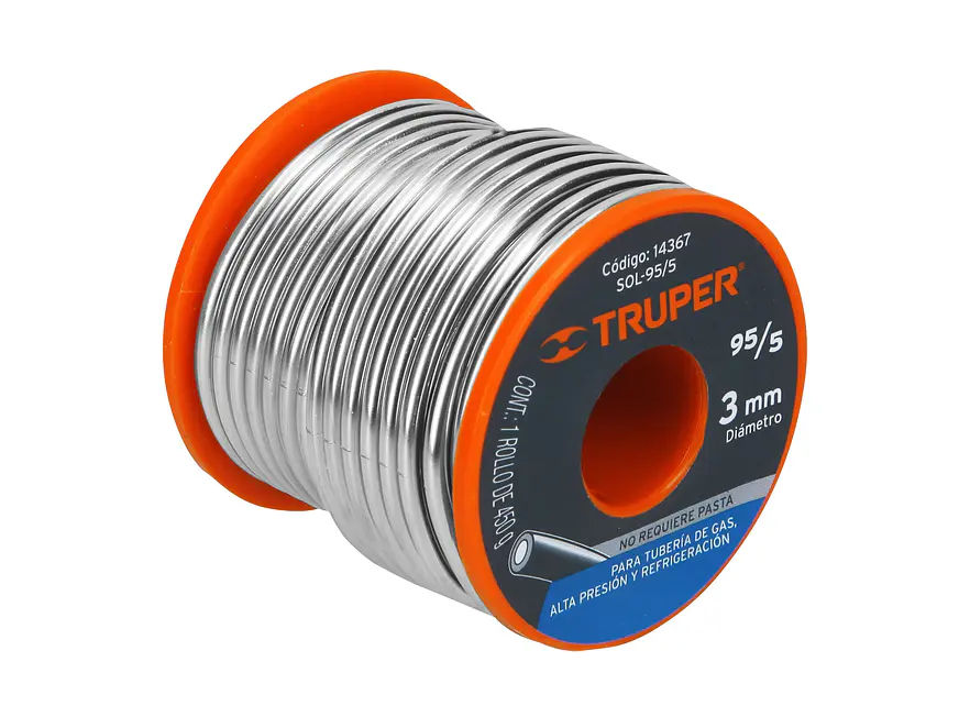 Soldadura núcleo de resina 95/5 para tuberías de gas Truper 14367 - Foto 1 | aztools.co