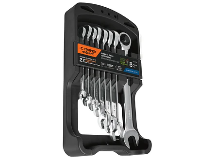 Juego de 8 llaves métricas pulidas con ratchet Truper Expert 15816 - Foto 1 | aztools.co