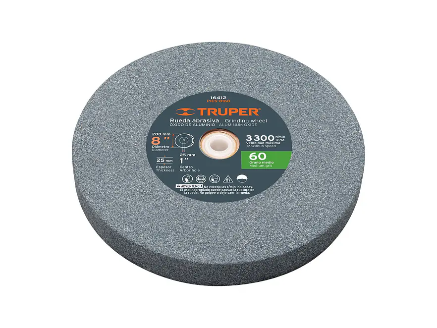 Ruedas para esmeril 8 x 1' óxido de aluminio, grano 60 Truper 16412 - Foto 1 | aztools.co