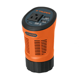 Inversor de corriente tipo vaso con 2 puertos USB 120W TRUPER INCO-120