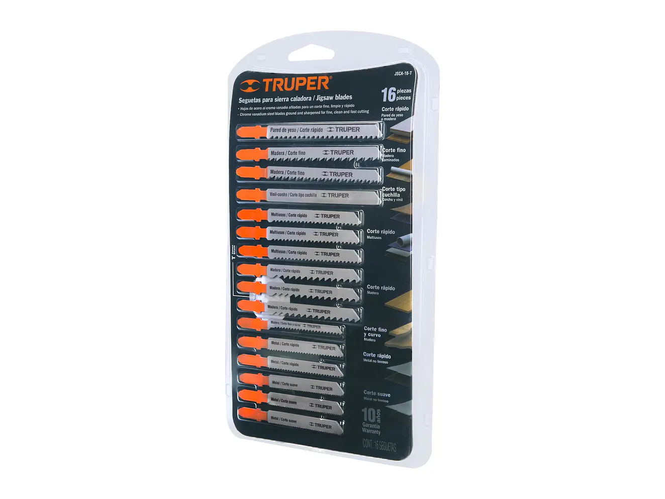 Juego seguetas caladoras, zanco t, cortes rectos, 16 piezas Truper 16705 - Foto 2 | aztools.co