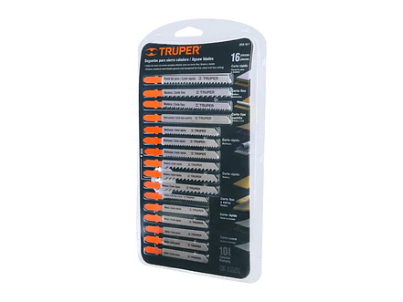 Juego seguetas caladoras, zanco t, cortes rectos, 16 piezas Truper 16705 - Foto 2 | aztools.co