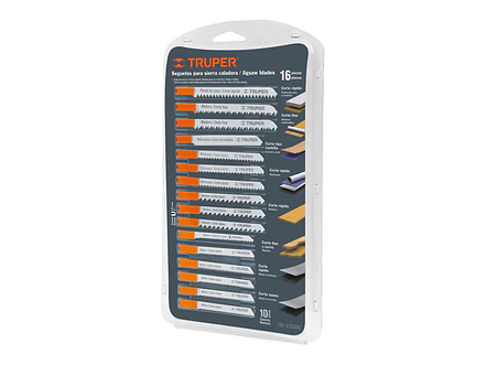 Juego seguetas caladoras, zanco u, cortes rectos, 16 piezas Truper 16129 - Foto 1 | aztools.co