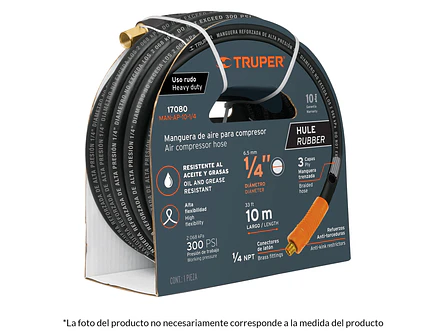 Manguera de caucho para compresor, 1/4