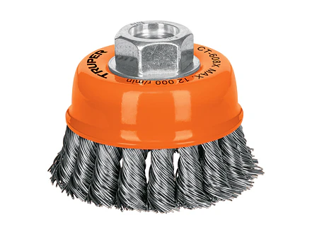 Carda copa, alambre trenzado grueso, 3x5/8', para esmeril