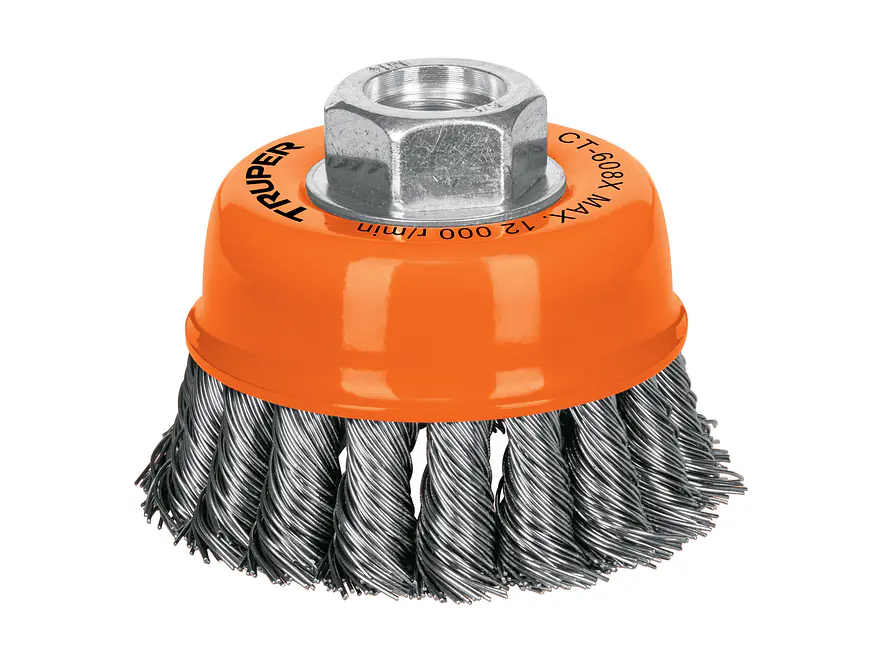 Carda copa, alambre trenzado grueso, 3x5/8', para esmeril