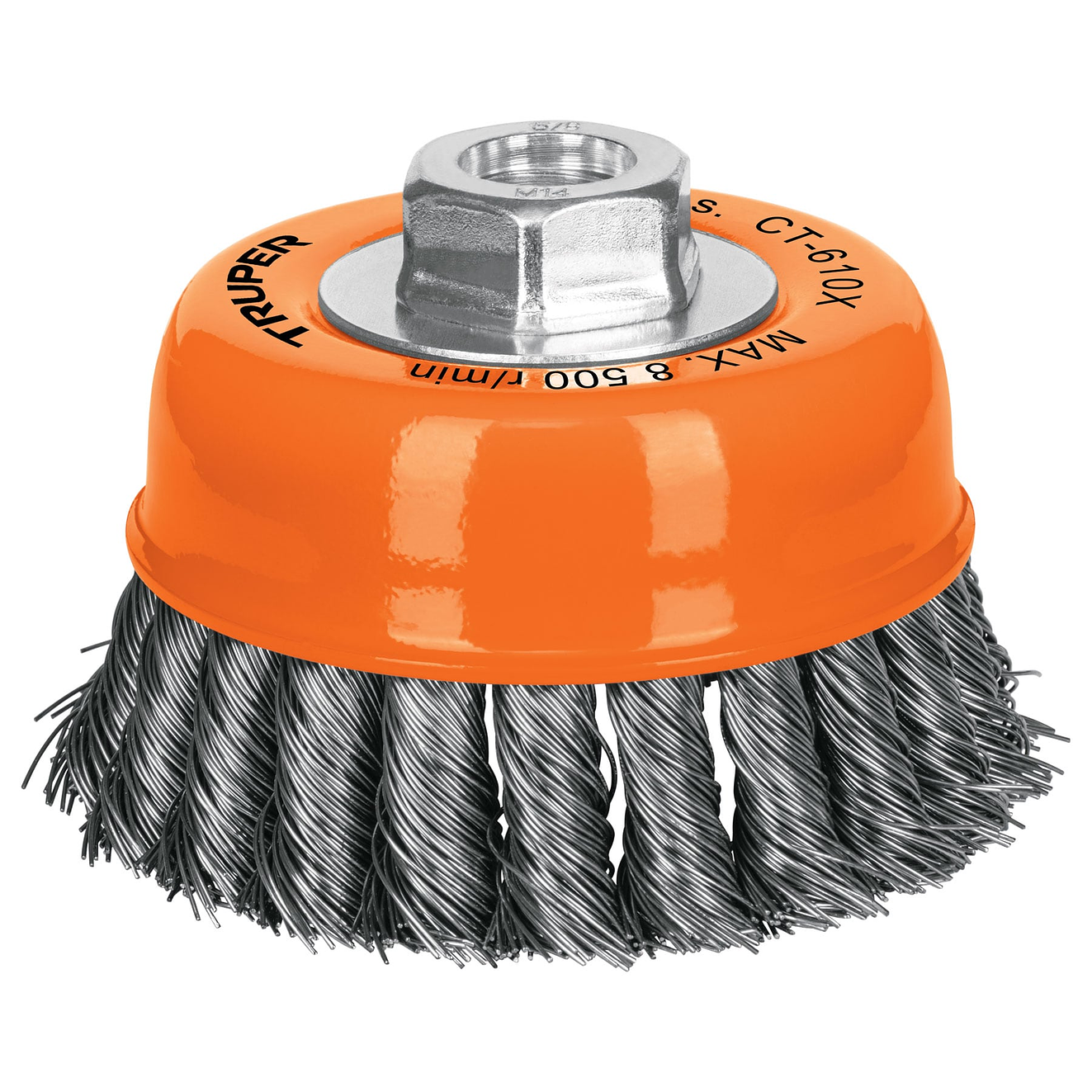 Carda copa, alambre trenzado grueso, 4x5/8', para esmeril